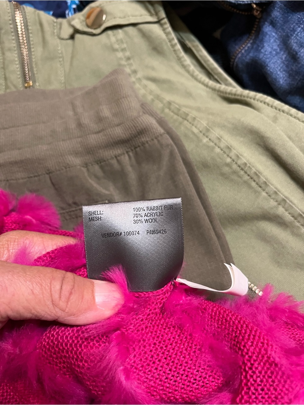 Fuchsia Rabbit Fur Poncho NWOT - Picture 3 of 4